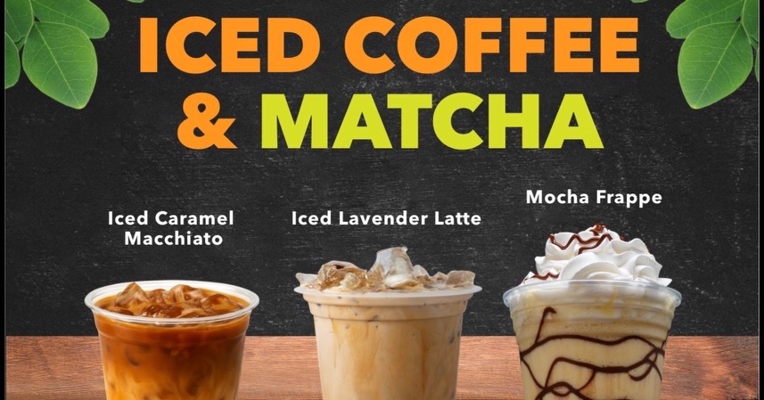 Iced coffee and matcha drinks at Cliff's Café